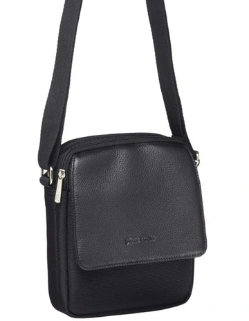 Nylon With Leather Trim Travel Bag in Black