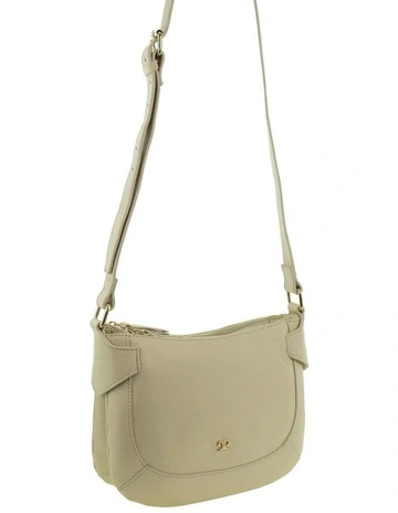 Leather Sleek Cross-Body Bag in Bone