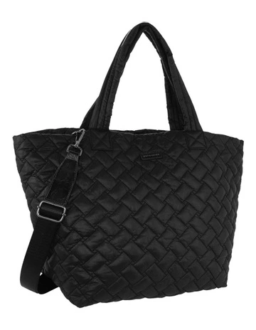 Nylon Padded Tote Bag in Black