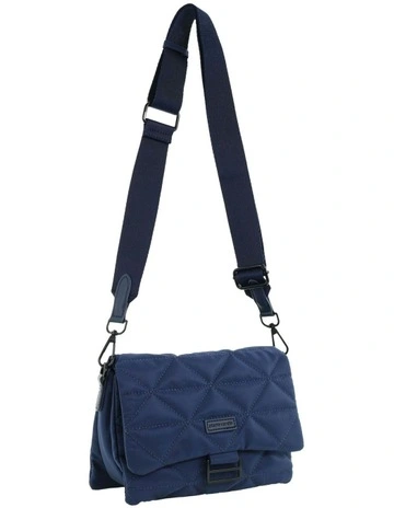 Nylon Textured Cross-Body Bag in Navy