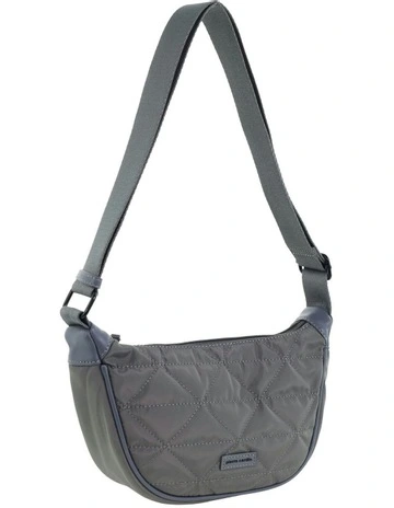 Nylon Crescent Cross-Body Bag in Grey
