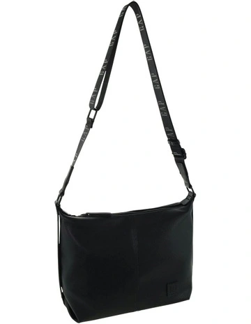 Vegan Leather Rectangular Cross-Body Bag in Black