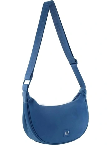 Nylon Crescent Cross-Body Bag in Blue