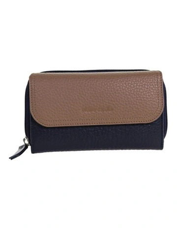 Tri-Fold Tab Wallet in Navy-Taupe