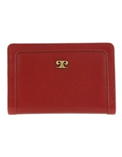 Snap Button Bi-Fold Leather Wallet in Red