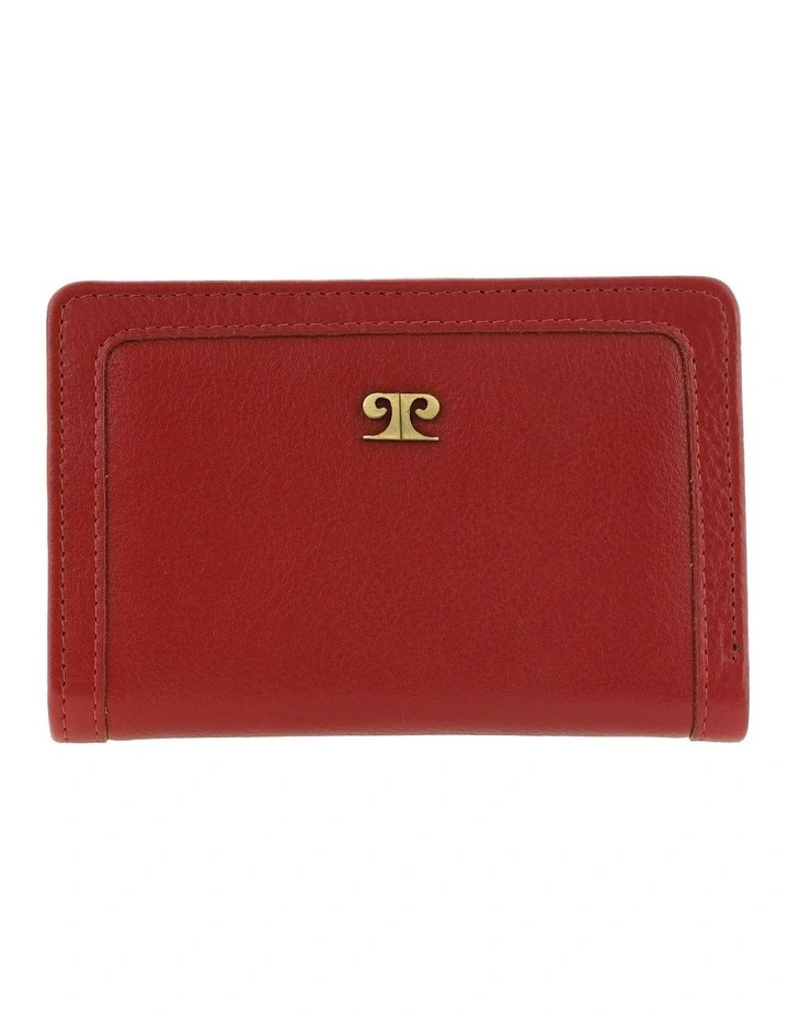 Snap Button Bi-Fold Leather Wallet in Red image 1
