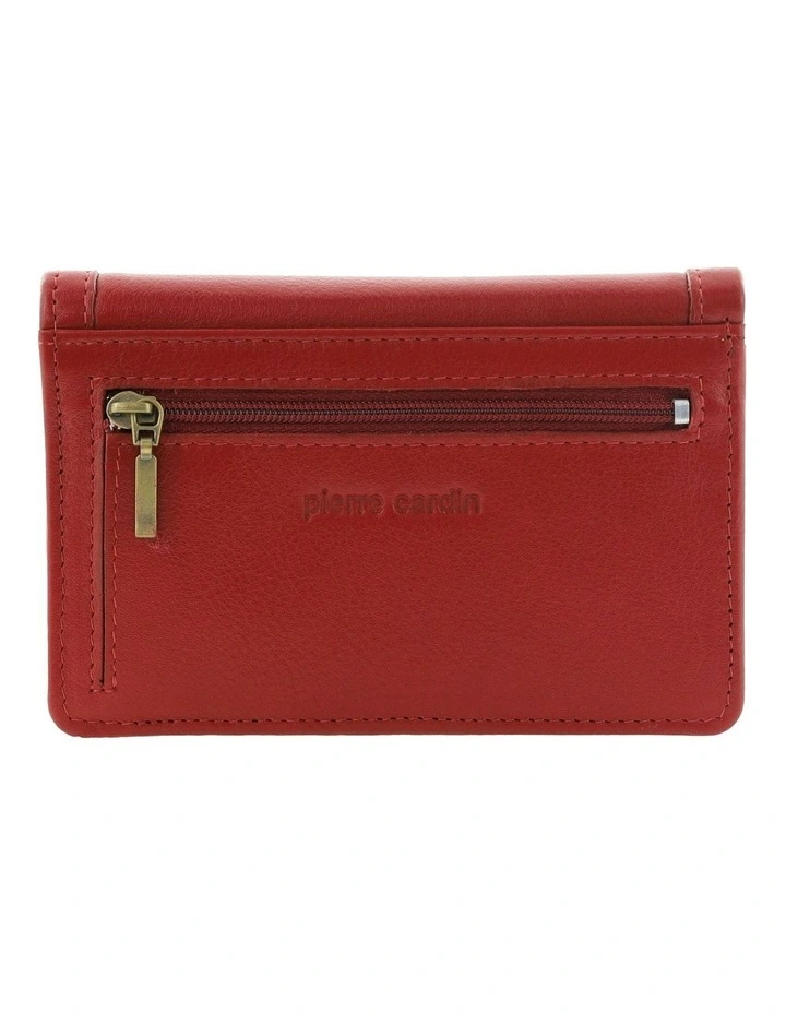Snap Button Bi-Fold Leather Wallet in Red image 3