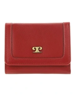 Snap Button Tri-Fold Leather Wallet in Red