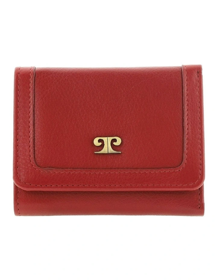 Snap Button Tri-Fold Leather Wallet in Red image 1
