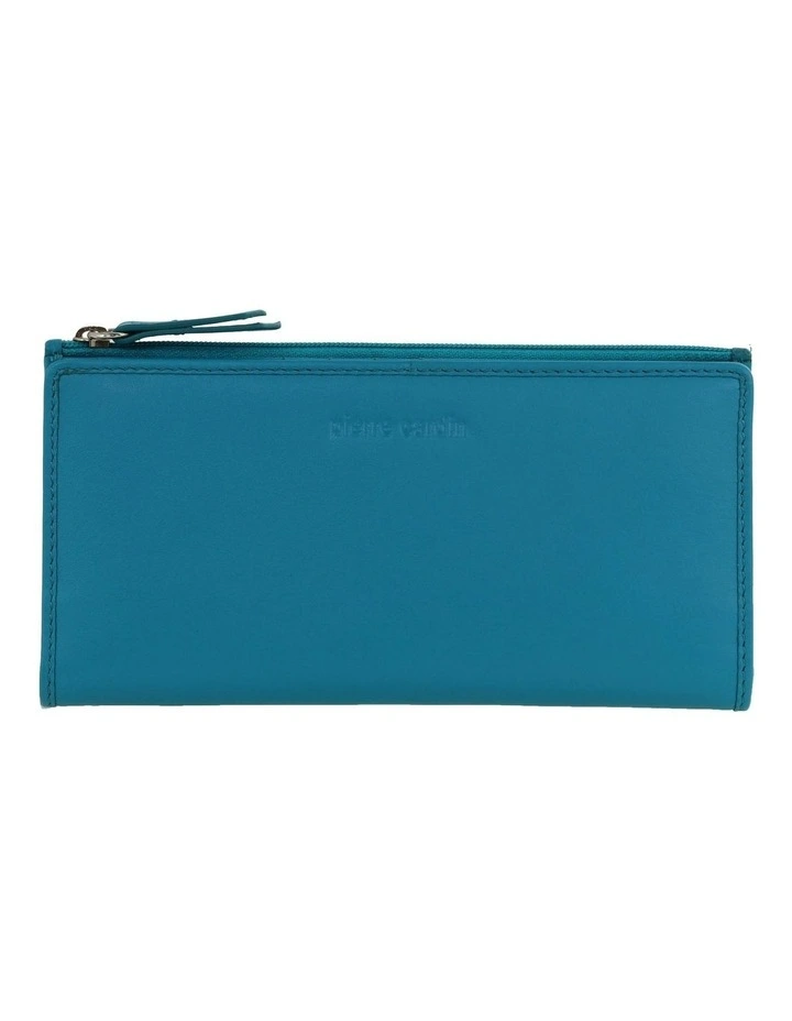 Genuine Leather Bi-Fold Wallet in Turquoise image 1
