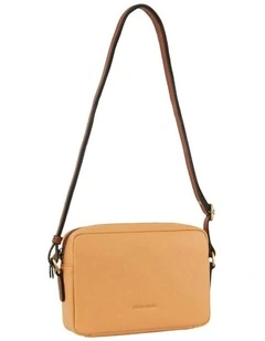 Leather Classic Square Crossbody Bag in Apricot
