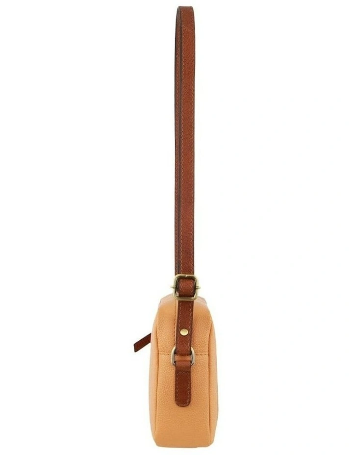 Leather Classic Square Crossbody Bag in Apricot image 2