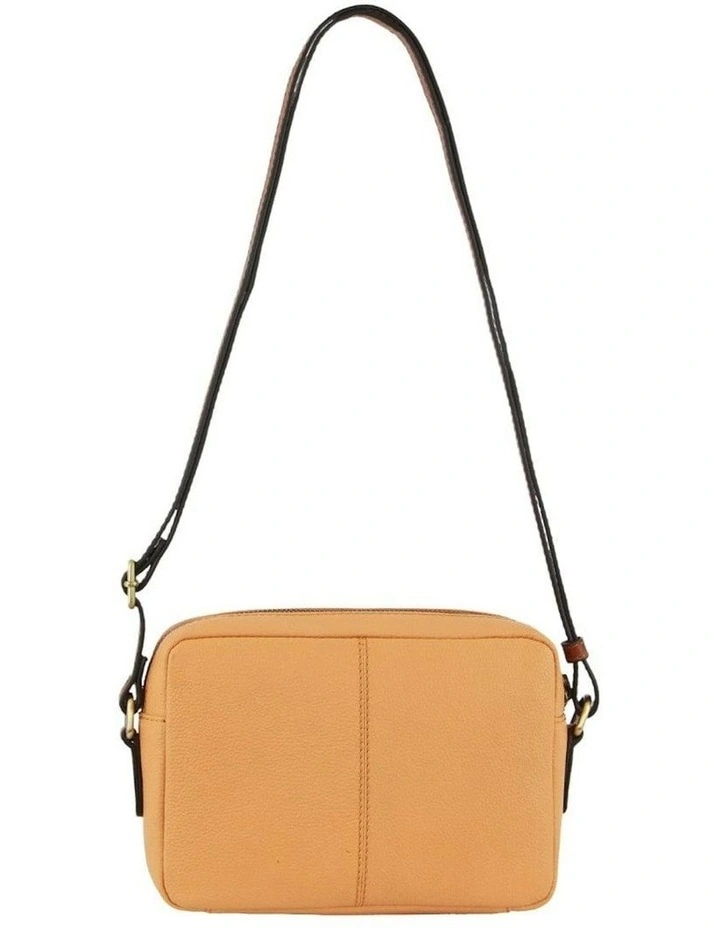 Leather Classic Square Crossbody Bag in Apricot image 3