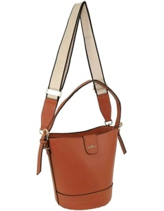 Vegan Leather Bucket Crossbody Bag in Tan