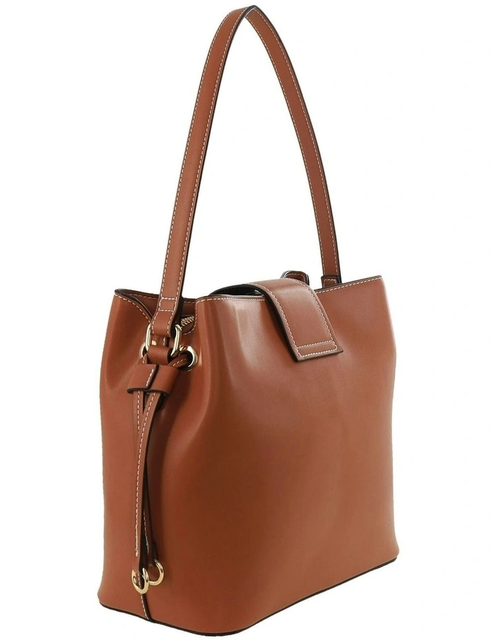 Vegan Leather Fashion Mini Tote Bag in Tan image 3