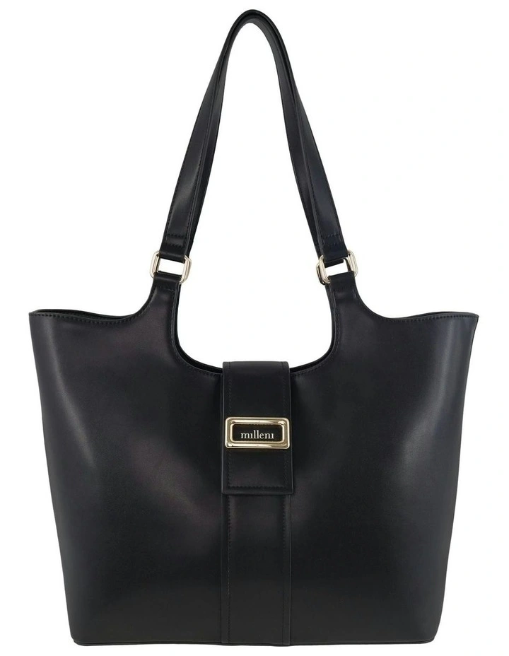 Vegan Leather Fashion Caryall Tote Bag in Black image 2