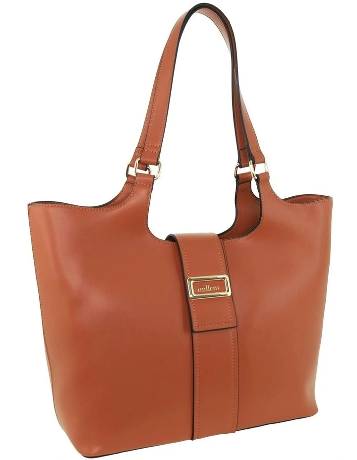 Vegan Leather Fashion Caryall Tote Bag in Tan image 1