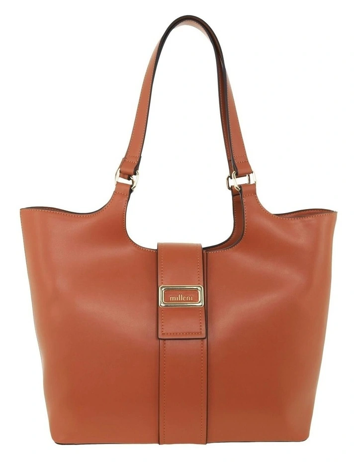Vegan Leather Fashion Caryall Tote Bag in Tan image 2
