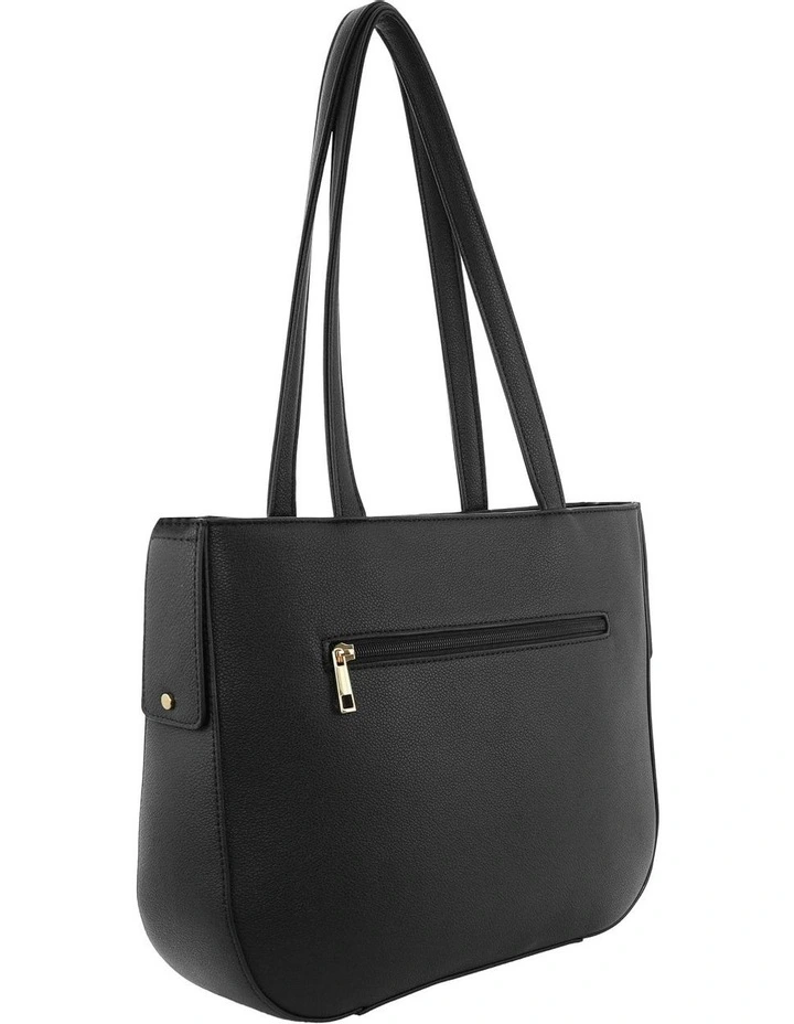 Vegan Leather Fashion Shoulder Tote Bag in Black image 2
