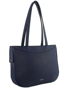 Vegan Leather Fashion Shoulder Tote Bag in Navy