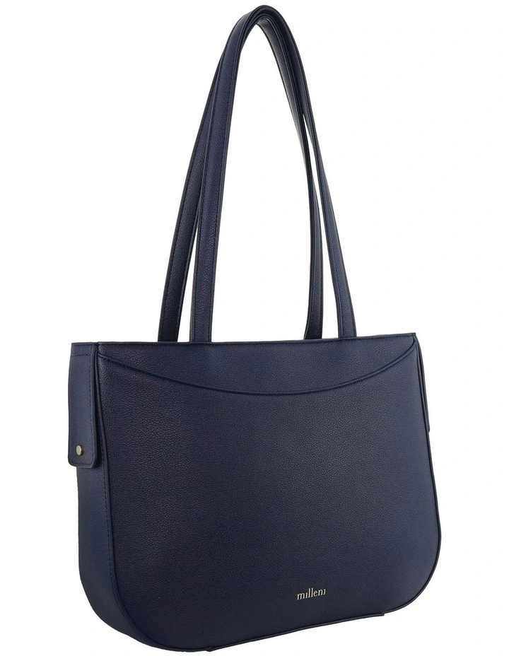 Vegan Leather Fashion Shoulder Tote Bag in Navy image 1