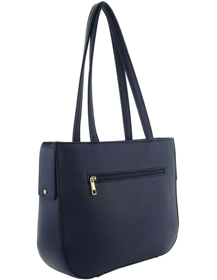 Vegan Leather Fashion Shoulder Tote Bag in Navy image 2