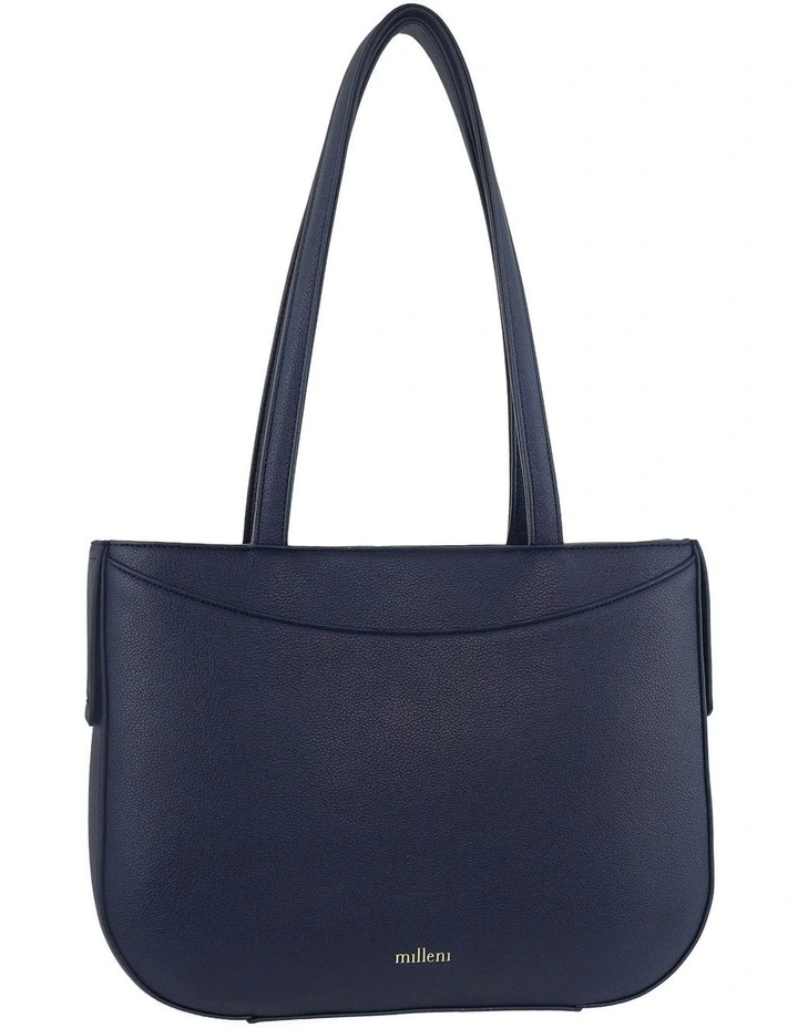 Vegan Leather Fashion Shoulder Tote Bag in Navy image 3