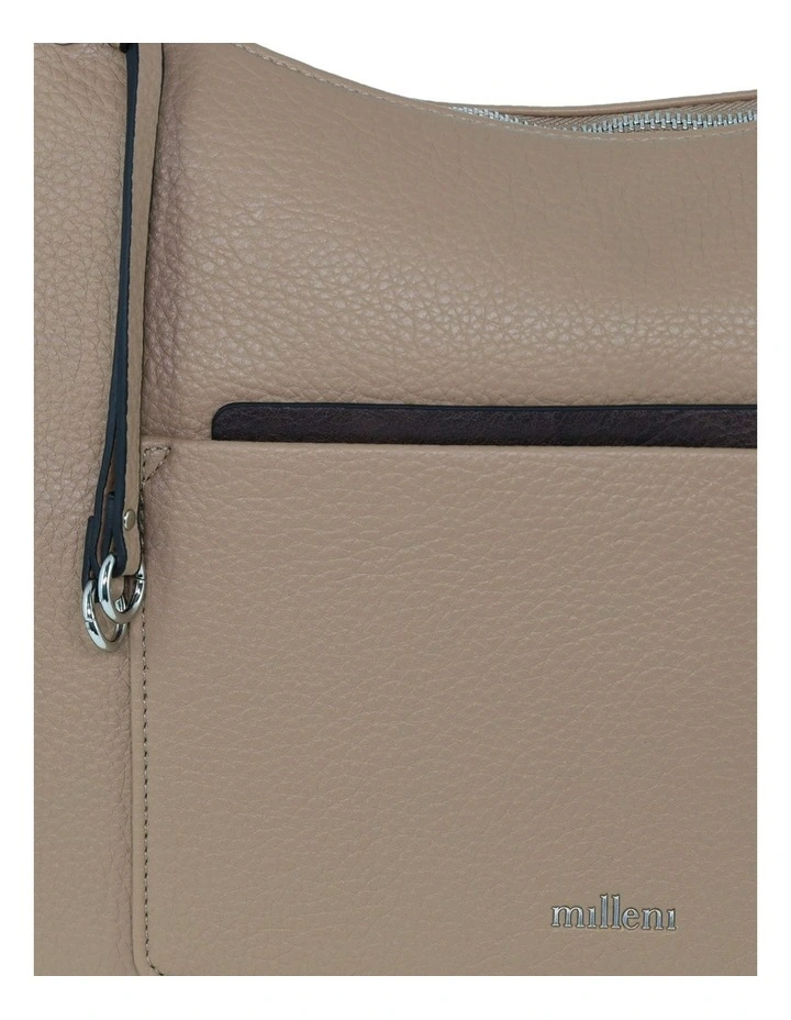 Vegan Leather Fashion Tote Bag in Stone image 4
