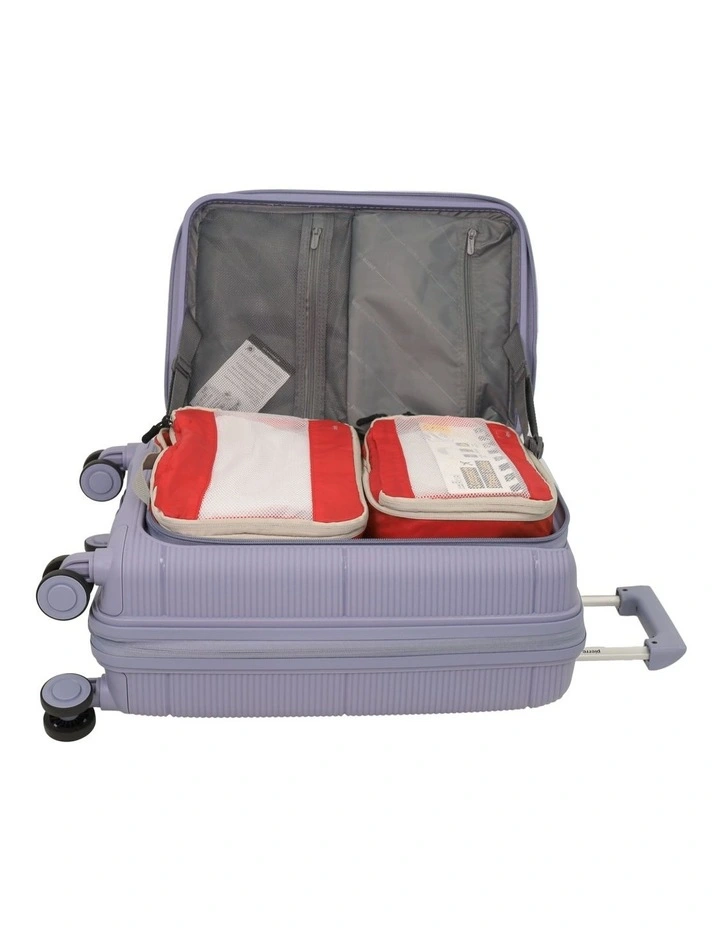 Luxe 54cm CABIN Front Opening Hard Shell Suitcase in Blue image 4