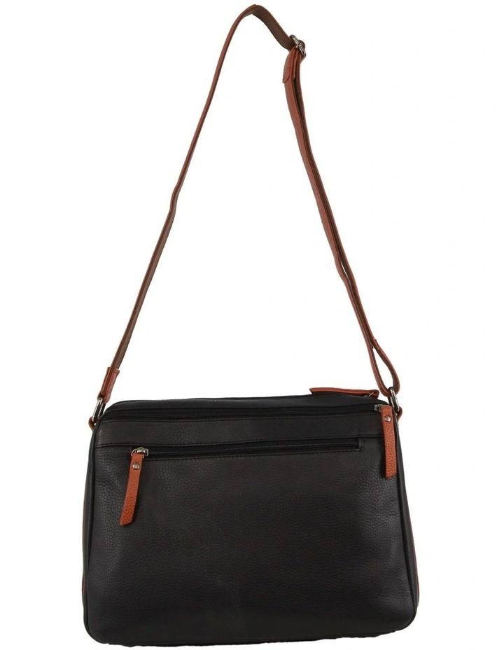 Milleni Ladies Nappa Leather Cross-Body Bag in Black-Cognac image 3