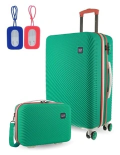 Stripe Medium Hard Shell Suitcase in Turquoise