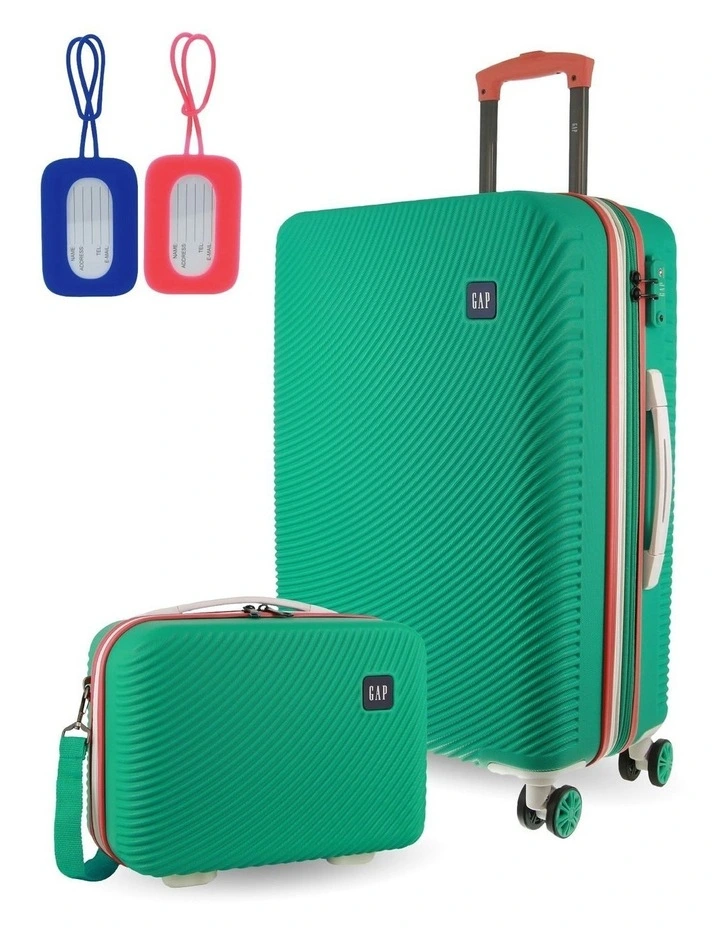 Stripe Medium Hard Shell Suitcase in Turquoise image 1