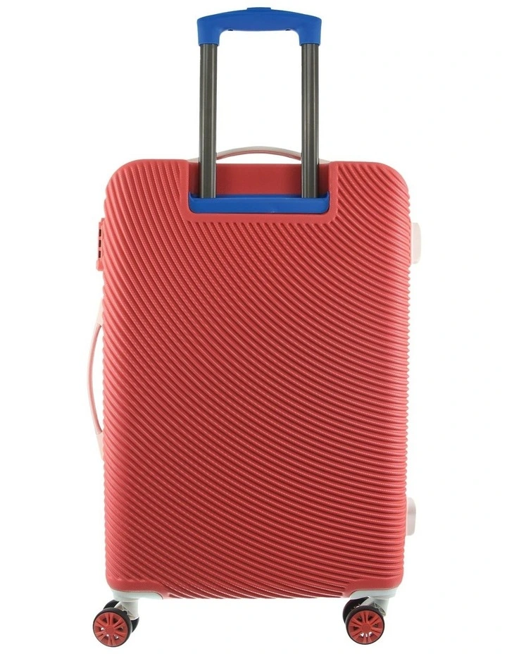Stripe LARGE Hard Shell with Mini Beauty Case Set   Leather Tag in Coral image 5