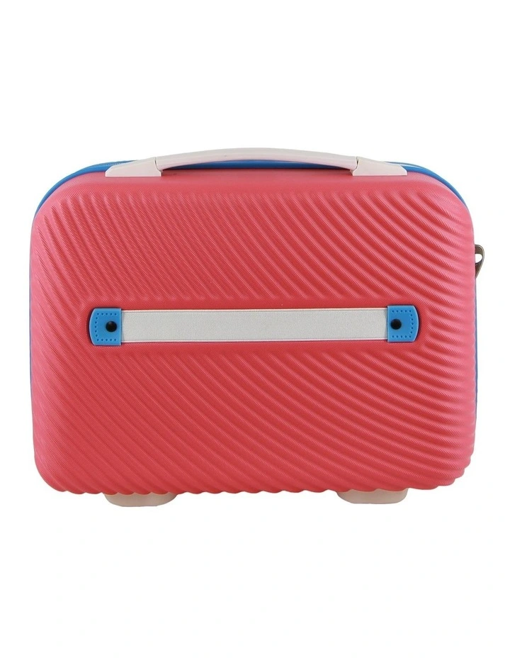 Stripe LARGE Hard Shell with Mini Beauty Case Set   Leather Tag in Coral image 7
