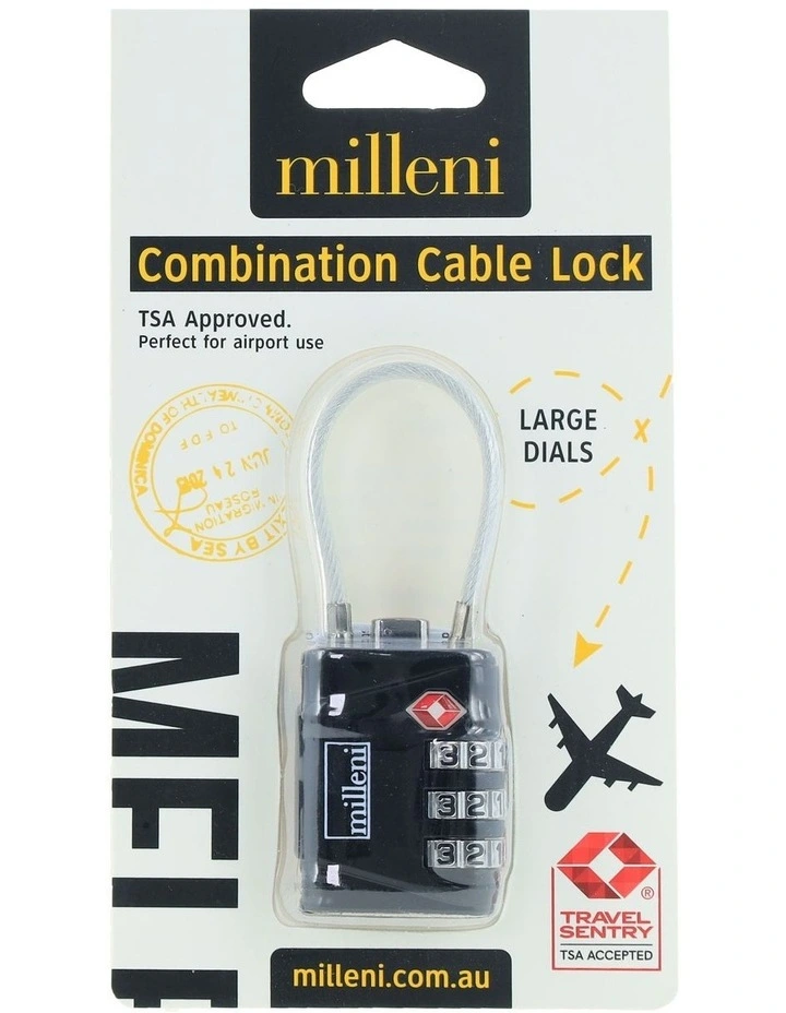 Travel TSA Cable Lock in Black image 2