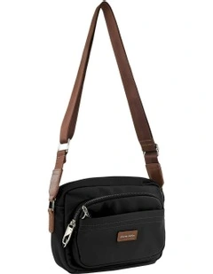 RFID Anti-Theft Nylon Crossbody Bag in Black