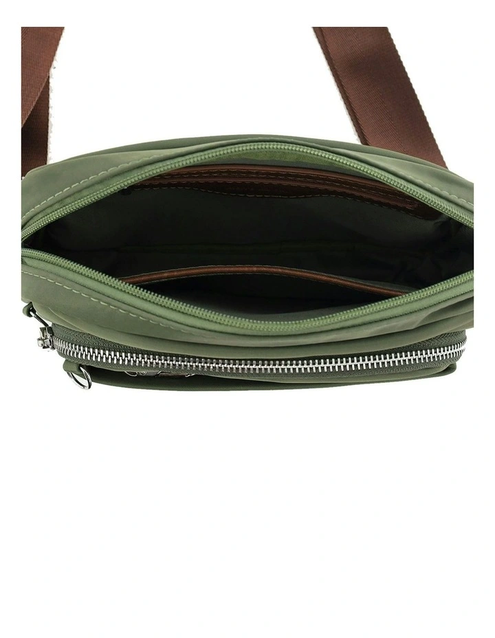 RFID Anti-Theft Nylon Crossbody Bag in Olive image 2