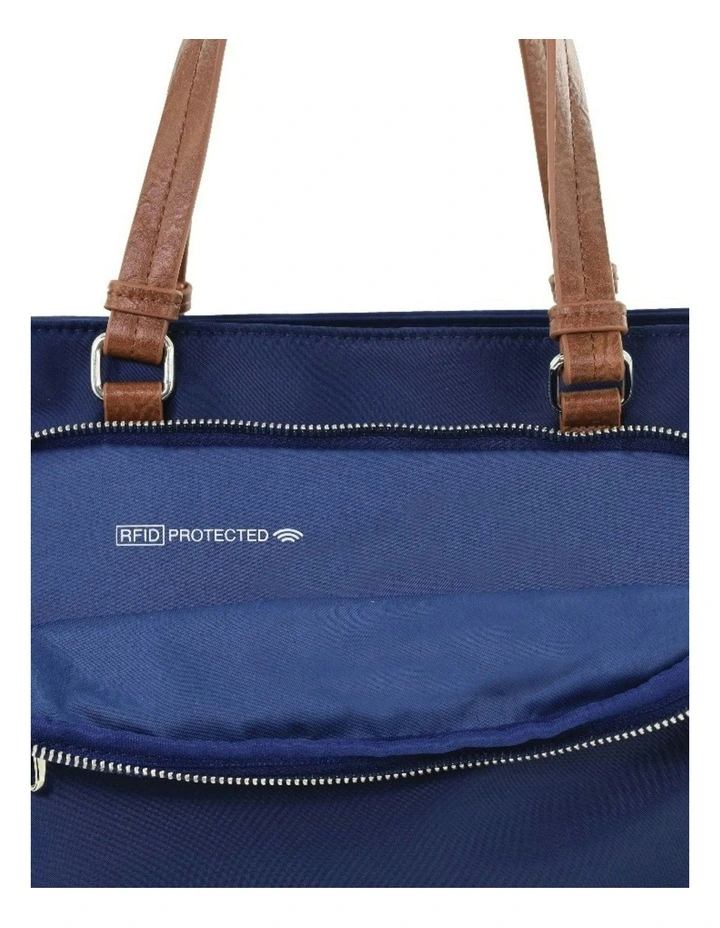 RFID Anti-Theft Nylon Mini Tote with Crossbody in Navy image 7