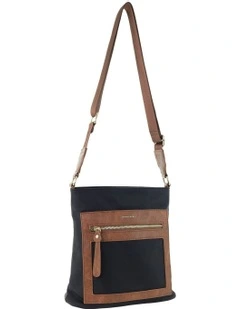 RFID Anti-Theft Nylon Crossbody Bag in Black