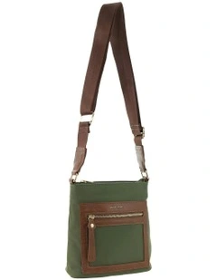 RFID Anti-Theft Nylon Crossbody Bag in Olive