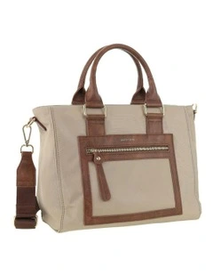 RFID Anti-Theft Nylon Mini Tote with Crossbody in Camel