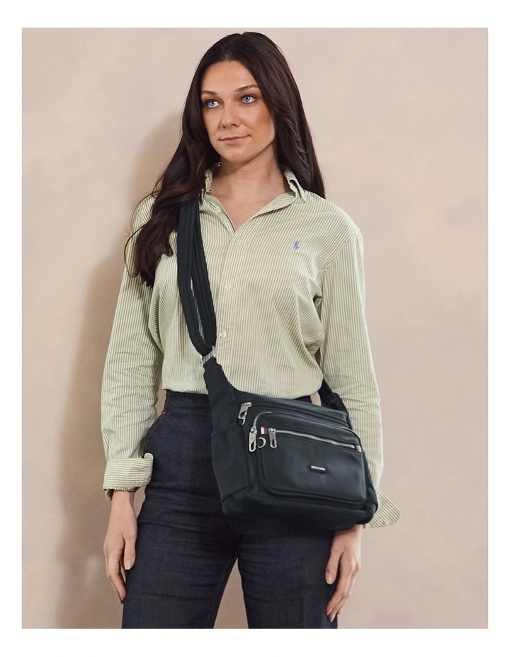 RFID Anti-Theft Nylon Crossbody in Black image 2