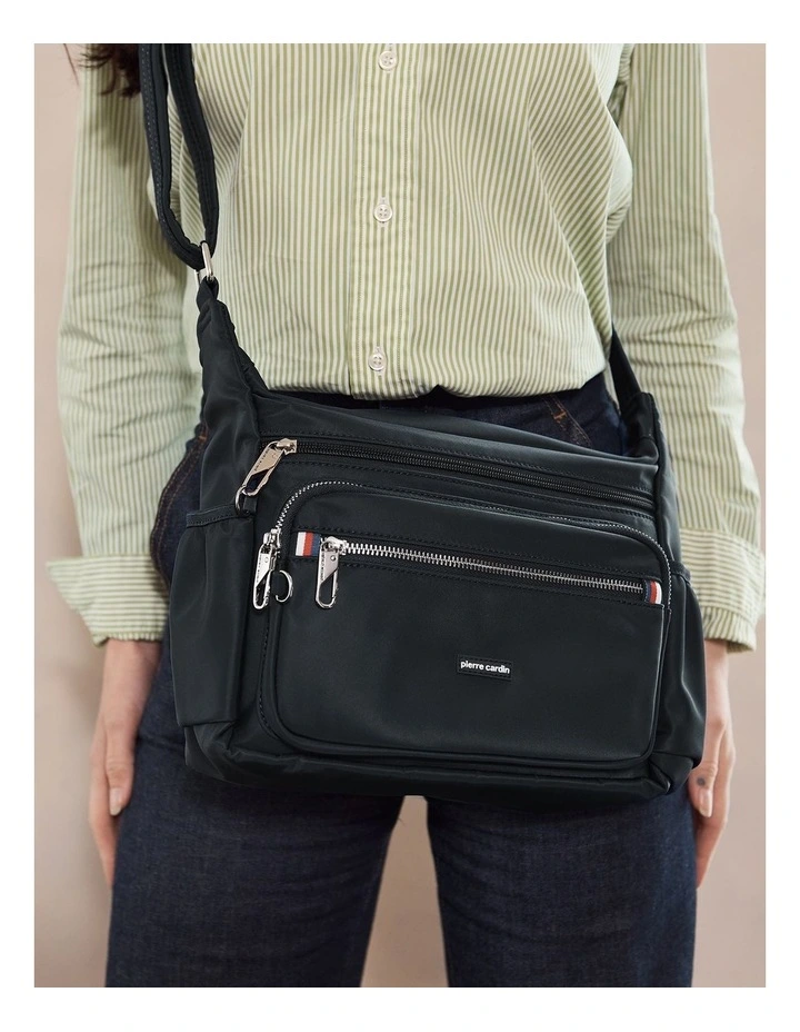RFID Anti-Theft Nylon Crossbody in Black image 5