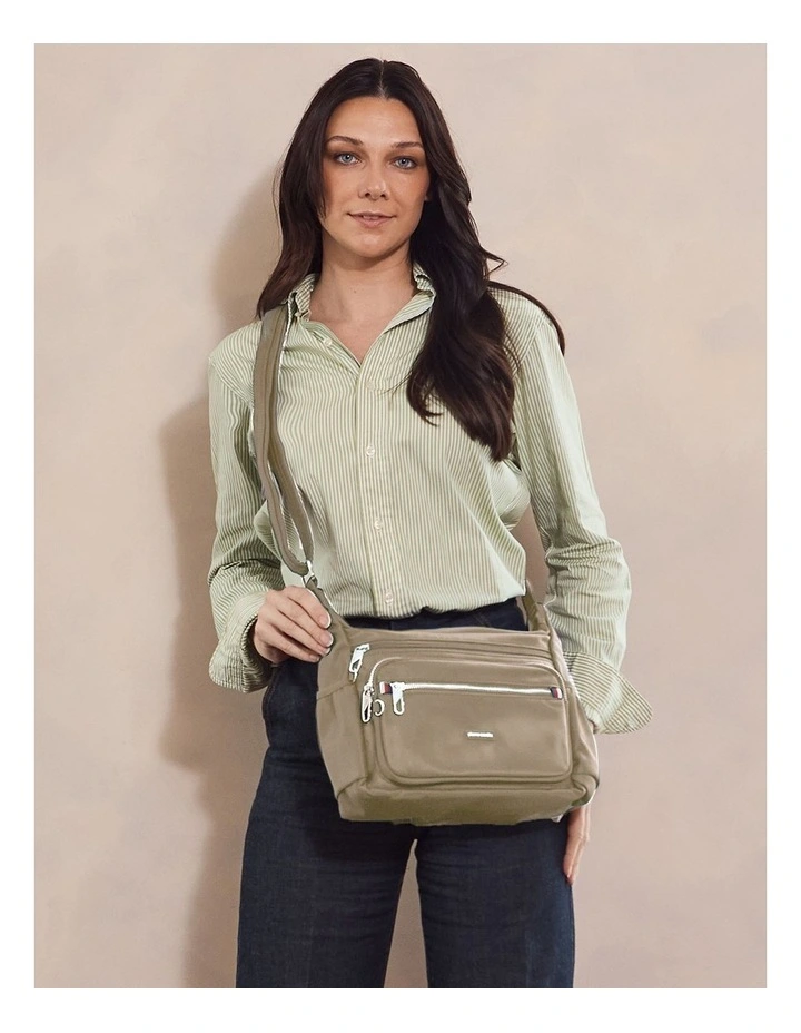 RFID Anti-Theft Nylon Crossbody in Camel image 2