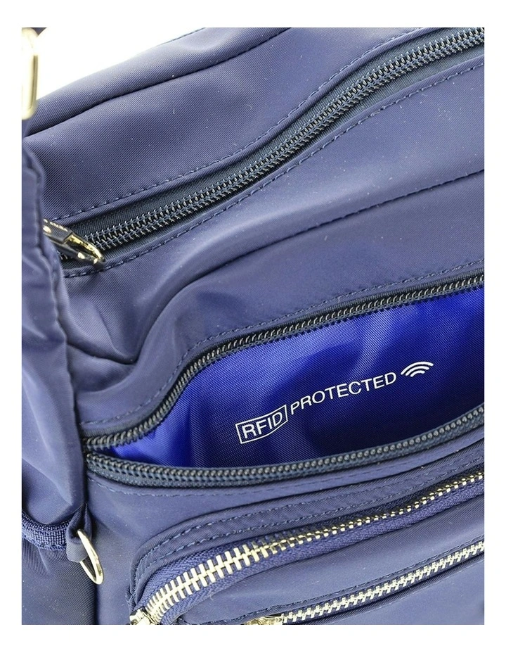 RFID Anti-Theft Nylon Crossbody in Navy image 7