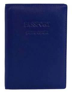 Leather Passport Wallet Cover in Blue