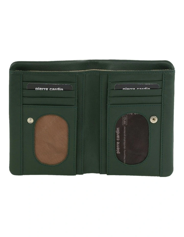 Leather Bi-Fold Wallet in Green image 2