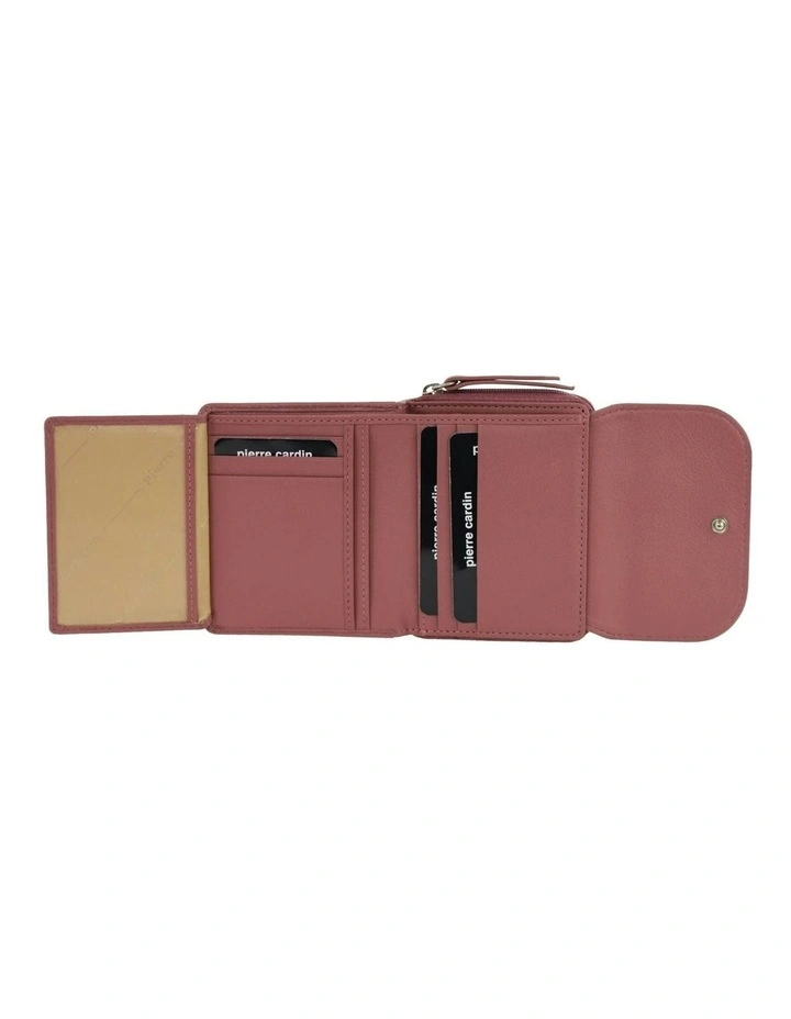 Leather Tri-Fold Tab Wallet in Blush image 4