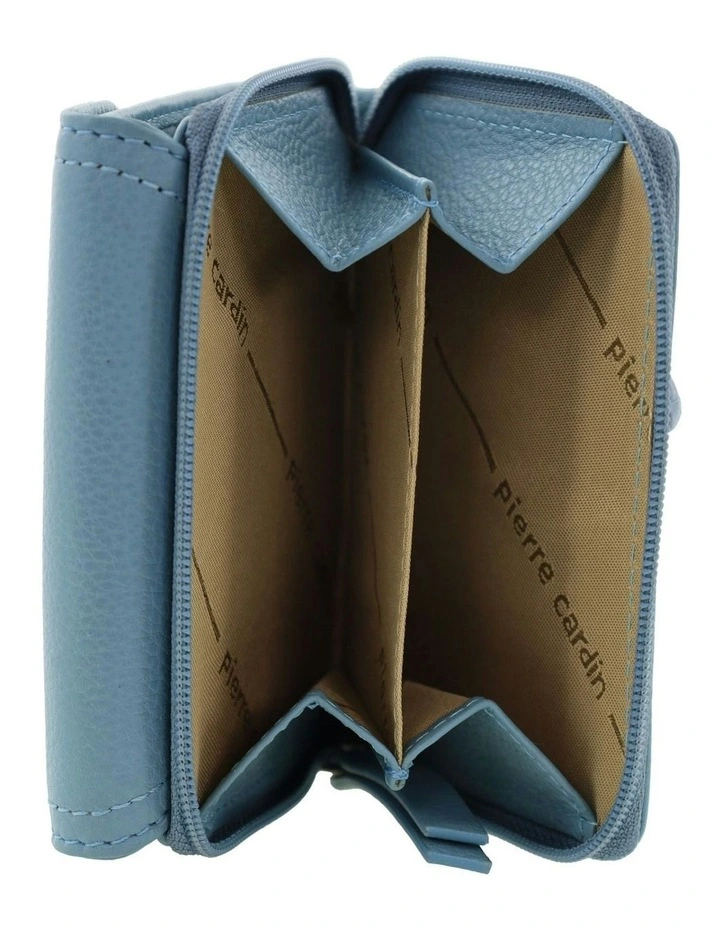 Pierre Cardin Ladies Leather Tri-Fold Tab Wallet in Blue image 2