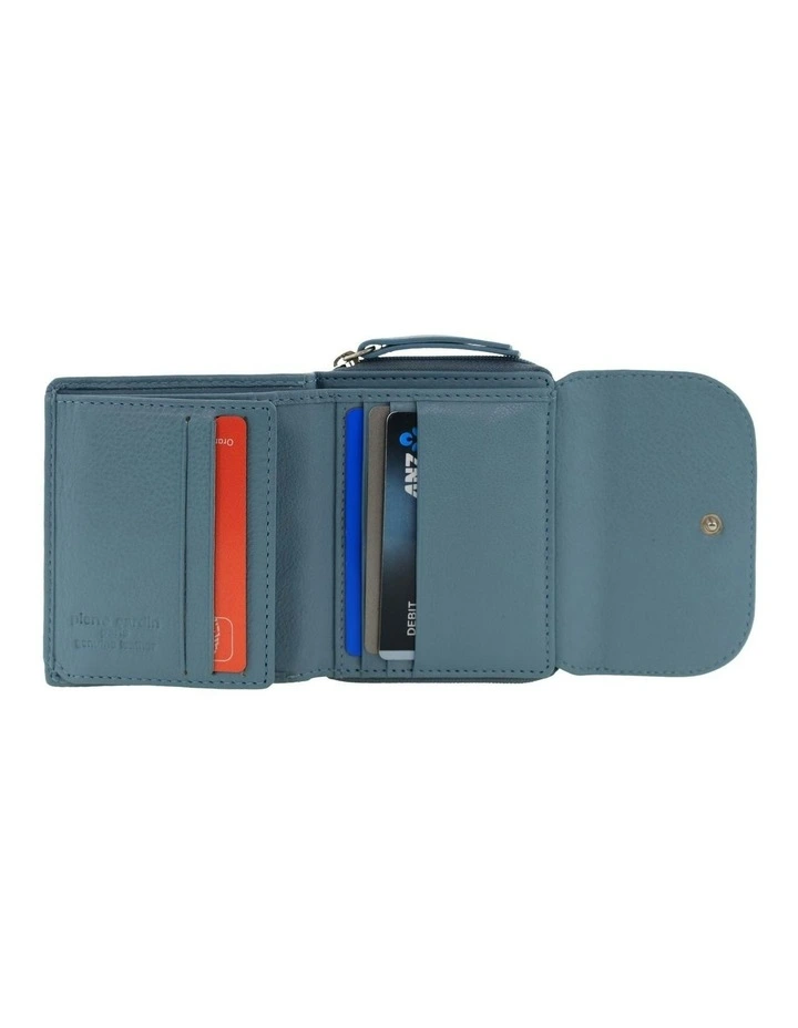 Pierre Cardin Ladies Leather Tri-Fold Tab Wallet in Blue image 3